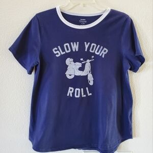 Old Navy "Everywear" - Blue & White Graphic - Short Sleeve Tee
